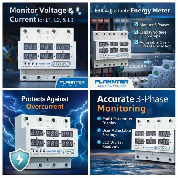 محافظ ولتاژ سه فاز PLANNTER مدل Y2 ظرفیت ۶۳ آمپر - Image 2